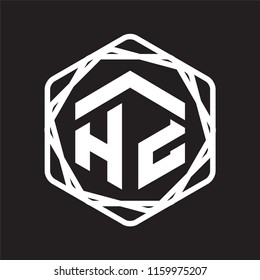 HZ Initial letter hexagonal logo vector Template