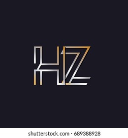 hz initial letters elegant logo golden silver black background