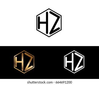 HZ initial letters linked with hexagon shape logo
