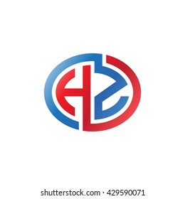 HZ initial letters looping linked ellipse logo red blue