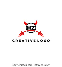 HZ initial monogram for fitnes or gym logo with devil style design