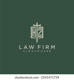 HZ initial monogram for law firm with sword and shield logo image