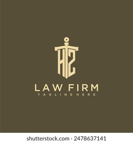 HZ monograma inicial para el logotipo de la firma de abogados con Imagen de estilo espada