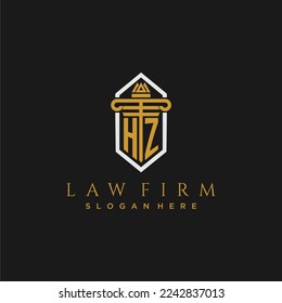 HZ initial monogram logo for lawfirm with pillar in creative polygon design