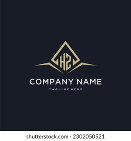Logotipo de monograma inicial HZ para bienes raíces con estilo de polígono