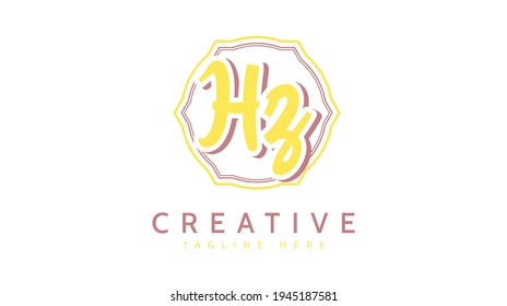 Iniciales HZ, vector de logotipo de escritura a mano