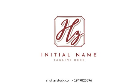 HZ Initials, handwriting logo vector