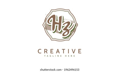 HZ Initials, handwriting logo vector