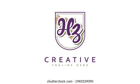 HZ Initials, handwriting logo vector