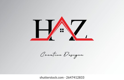 HZ Letter House Logo – Creative Real Estate Monogram with Roof Icon and Home Shape for Property, Architecture and Modern Branding
