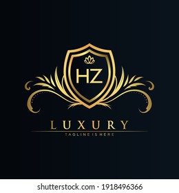 HZ Letter Initial mit Royal Template.elegant mit Kronlogo, Creative Lettering Logo Vektor Illustration.