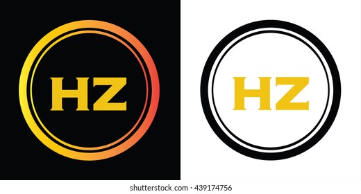 HZ letters icon design template elements in abstract background logo, design identity in circle, alphabet letter