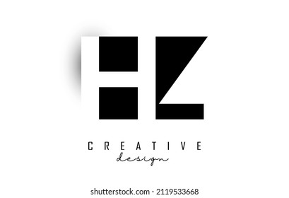 Letras HZ Logotipo con diseño de espacio negativo. Ilustración vectorial con tipografía geométrica. Icono creativo con letras.