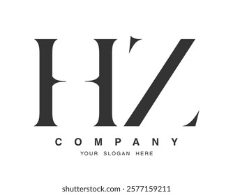 HZ logo design. Initial letter h and z serif font style. Creative classic company name typography. Trendy logotype or identity. Vector illustration.