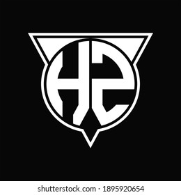 HZ Logo monogram with circle shape and half triangle rounded on black background