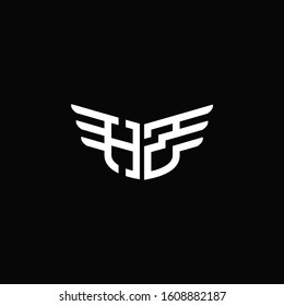 HZ logo monogram emblem shape with wings style ribbon design template