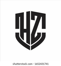 HZ Logo monogram with emblem shield shape design isolated on white background