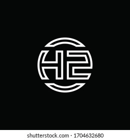 HZ logo monogram with negative space circle rounded design template