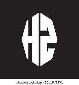 HZ Logo monogram with octagonal ribbon style design template
