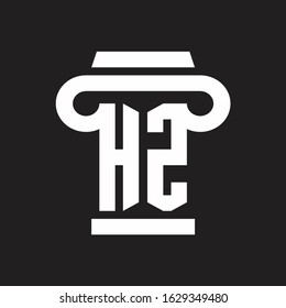 HZ Logo monogram with pillar style design template