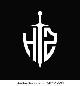 HZ logo with shield shape and sword