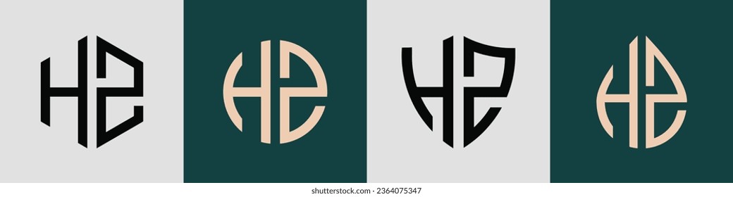 HZ moderne Anfangsbuchstaben Logo Design Vektorbündel. Es ist geeignet, für welche Firma oder Marke diese anfänglich gegründet wird.