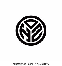 Logotipo de monograma HZ con plantilla de diseño de contorno de círculo aislado en fondo blanco
