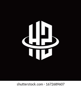 Logotipo del monograma HZ en forma de hexágono y rodeado por un anillo