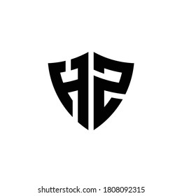 HZ monogram logo with shield shape design template isolated on white background