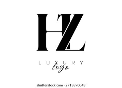 HZ  Serif Letter Monogram Typography Logo for Elegant Premium Branding Identity