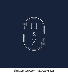 Letras iniciales del logo de la boda HZ en un diseño profesional de alta calidad que se imprimirá en cualquier medio impreso