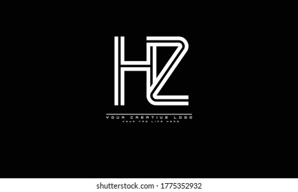 HZ ZH abstract vector logo monogram template