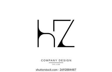 HZ, ZH, H, Z Letras abstratas Logotipo Monograma Design Ícone de fonte