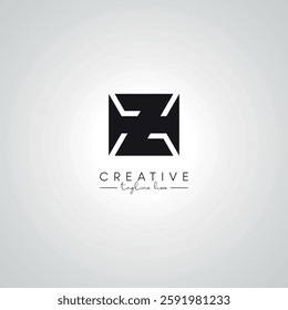 HZ ZH Letter Modern Artistic Abstract Logo Design. Initial Based Monogram Template.