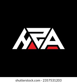 HZA triangle letter logo design with triangle shape. HZA triangle logo design monogram. HZA triangle vector logo template with red color. HZA triangular logo Simple, Elegant, and Luxurious design.