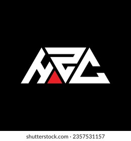 HZC triangle letter logo design with triangle shape. HZC triangle logo design monogram. HZC triangle vector logo template with red color. HZC triangular logo Simple, Elegant, and Luxurious design.