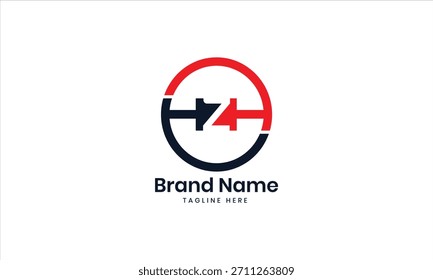 HZH logo. HZH design linked circle. Black and red ZHH letter. ZHH letter logo design. Initial letter HZH monogram logo