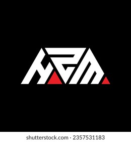 HZM triangle letter logo design with triangle shape. HZM triangle logo design monogram. HZM triangle vector logo template with red color. HZM triangular logo Simple, Elegant, and Luxurious design.