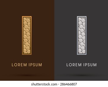 I, Abstract Font, Text, Typography, concept  luxury gold and silver pattern, graphic vector