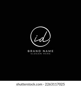 I, D, ID Letra inicial manuscrita y logotipo del vector de la firma. Plantilla de negocio en forma redonda