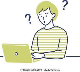 "I don't know" expression A woman looking at a laptop