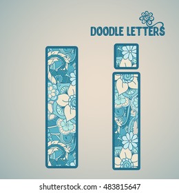 I, Flower letter isolated. Vector illustration