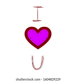 "I heart U" or "I love U" phrase with a red heart shape