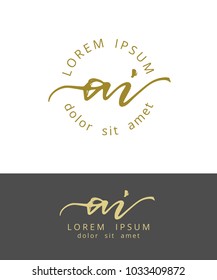 A I. Initials Monogram Logo Design. Dry Brush Calligraphy Artwork