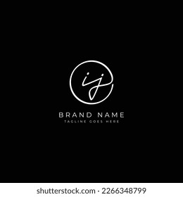 I, J, IJ Initial Brief handschriftlich und Unterschrift Vektorlogo. Geschäftsvorlage in runder Form