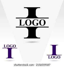 "I" letter logo; typography logo for I letter. Three alternative logos for I letter typography design. Serif font design.  Text logo studies for all alphabet letters.