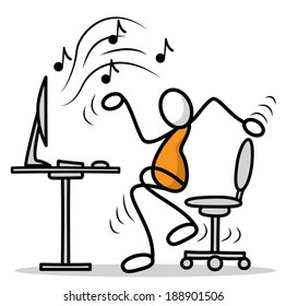 "I like dancing!". Vector clip art without gradient.