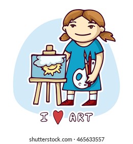 "I love art" color vector illustration.