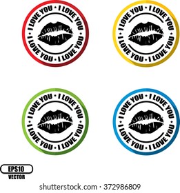 "I LOVE YOU", Button, label and sign - Vector illustration