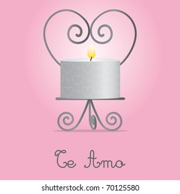 "I Love You" candle and holder card design